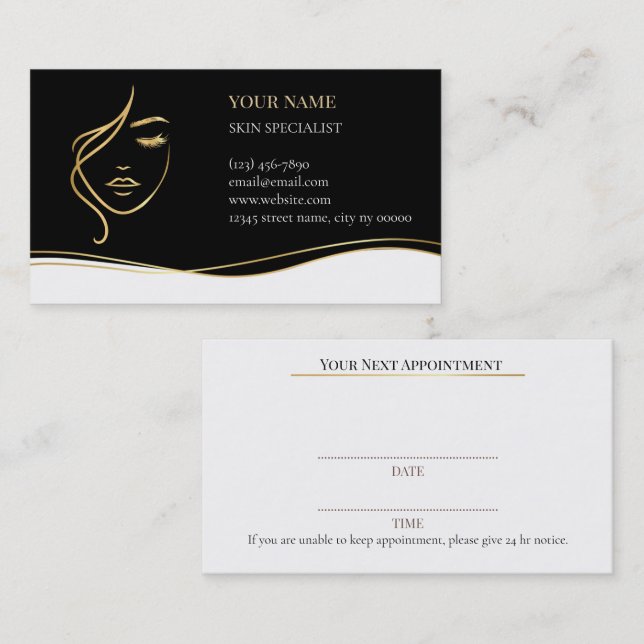 Skin care & Beauty Appointment Card Terminkarte (Vorne/Hinten)