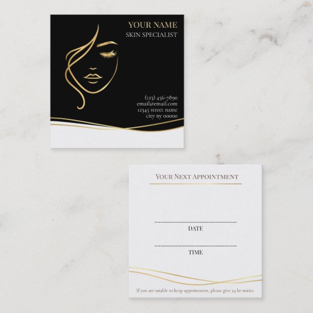 Skin care & Beauty Appointment Card Terminkarte (Vorne/Hinten)