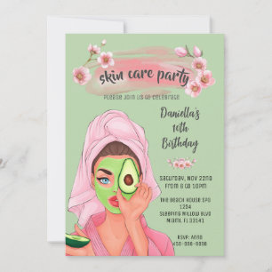 Skin Care Sage Green Spa Mädchen Geburtstagseinlad Einladung