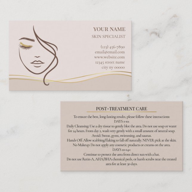 Skincare & Beauty After Care Card Terminkarte (Vorne/Hinten)