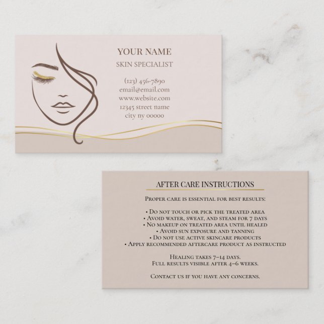 Skincare & Beauty After care Card Terminkarte (Vorne/Hinten)