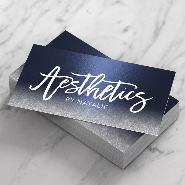 Skincare Esthetician Modern Navy Blue Ästhetician Visitenkarte (Von Creator hochgeladen)