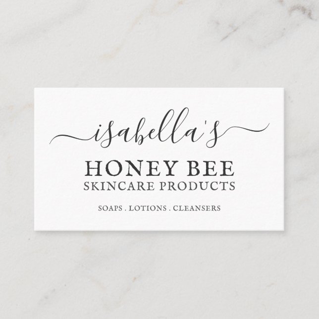 Skincare Handle Skriptpte Skincare Business Card Visitenkarte (Vorderseite)