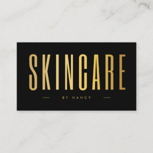Skincare Minimalist Schwarz und Gold  Visitenkarte
