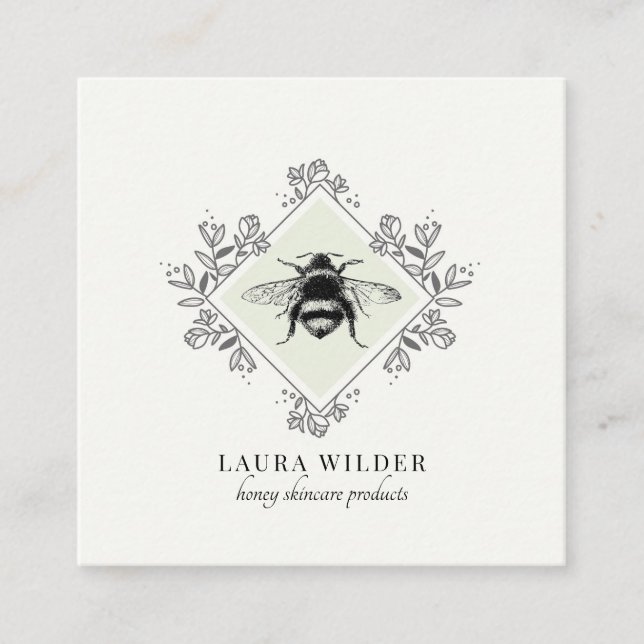 Skincare Products Elegante Honey Bee Logo Square B Quadratische Visitenkarte (Vorderseite)