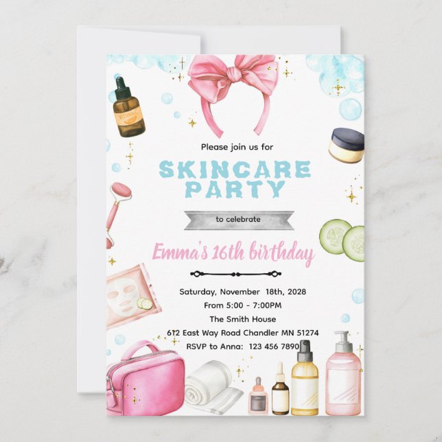 Skincare spa theme invitation einladung (Vorderseite)