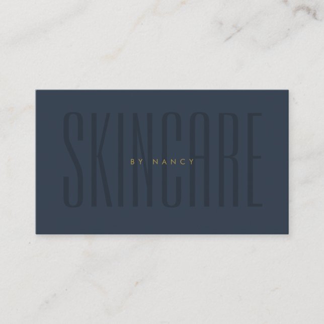 Skincare Typografie Navy Blue Minimalistisch Visitenkarte (Vorderseite)