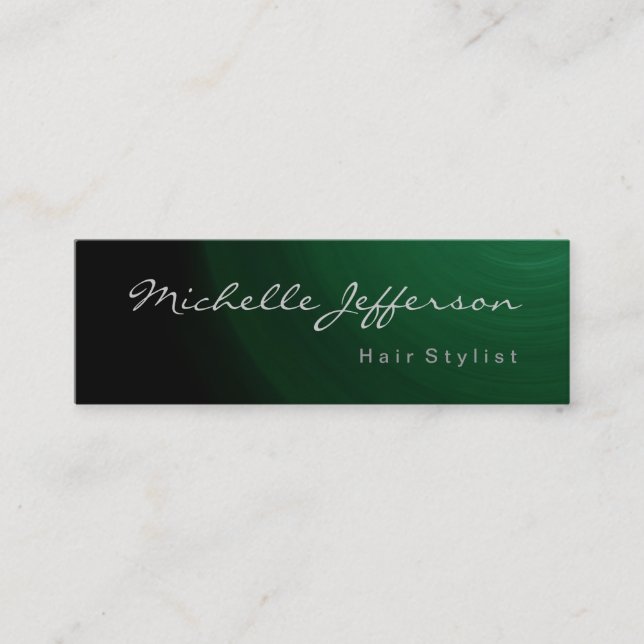 Skinnenhair Stylist Script Green Business Card Mini Visitenkarte (Vorderseite)