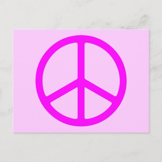 Skinnrosa Peace Sign Post Card Postkarte (Vorderseite)