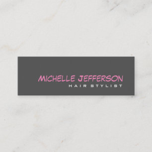 Skinny Beruflich Script Grau Pink Business Card Mini Visitenkarte