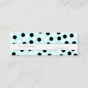 Skinny Black and White Polka Dot Business Card Mini Visitenkarte
