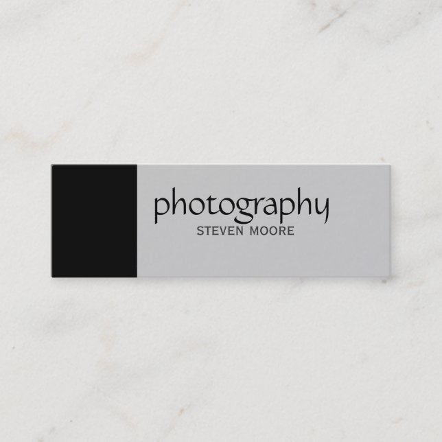 Skinny Black Gray Fotogray Business Card Mini Visitenkarte (Vorderseite)