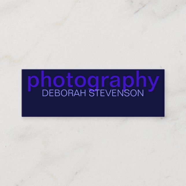 Skinny Blue Schlicht Fotografy Business Card Mini Visitenkarte (Vorderseite)