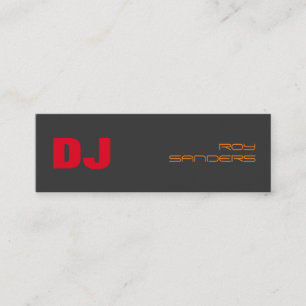 Skinny DJ Stylish Gray Background Red Orange Mini Visitenkarte