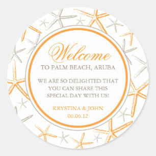 Skinny Finger Starfish Wedding Welcome Runder Aufkleber