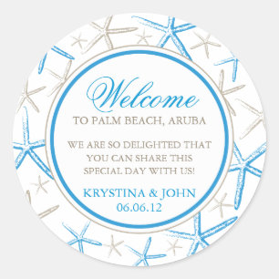 Skinny Finger Starfish Wedding Welcome Runder Aufkleber