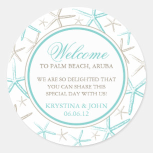 Skinny Finger Starfish Wedding Welcome Runder Aufkleber