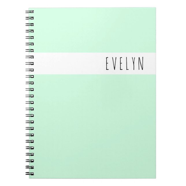 Skinny Font Name Mint Green Personalized Notizblock (Vorderseite)