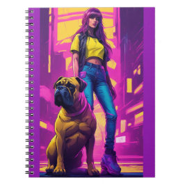 Skinny Girl and Bullmastiff Vice Notebook Notizblock