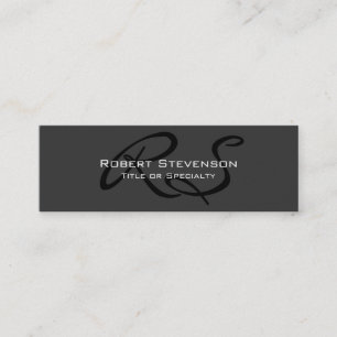 Skinny Gray Charming Script Monogram Business Card Mini Visitenkarte