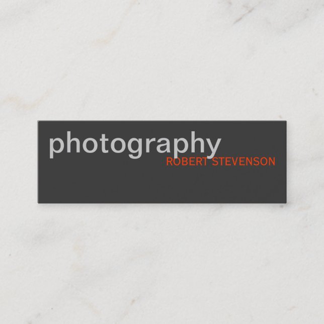 Skinny Gray White Fotografy Business Card Mini Visitenkarte (Vorderseite)