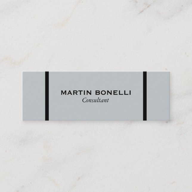 Skinny Grey Black Border Standard Business Card Mini Visitenkarte (Vorderseite)