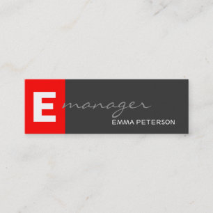 Skinny Grey Red Monogram Beruflich Manager Mini Visitenkarte