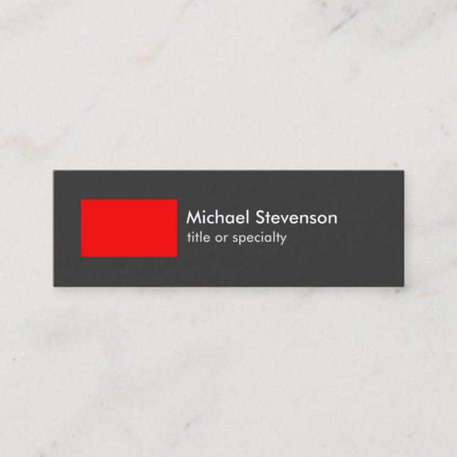 Skinny Grey Red Strip Trendy Chic Business Card Mini Visitenkarte (Vorderseite)