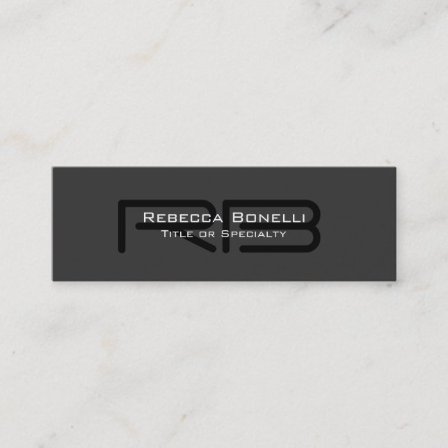 Skinny Grey Schwarz-weiß Monogram Business Card Mini Visitenkarte (Vorderseite)