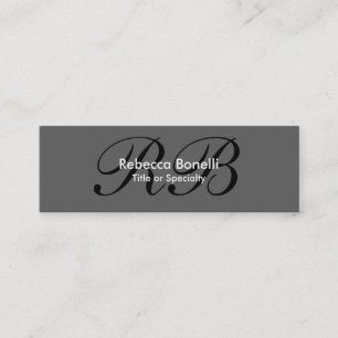 Skinny Grey Schwarz-weiß Monogram Business Card Mini Visitenkarte