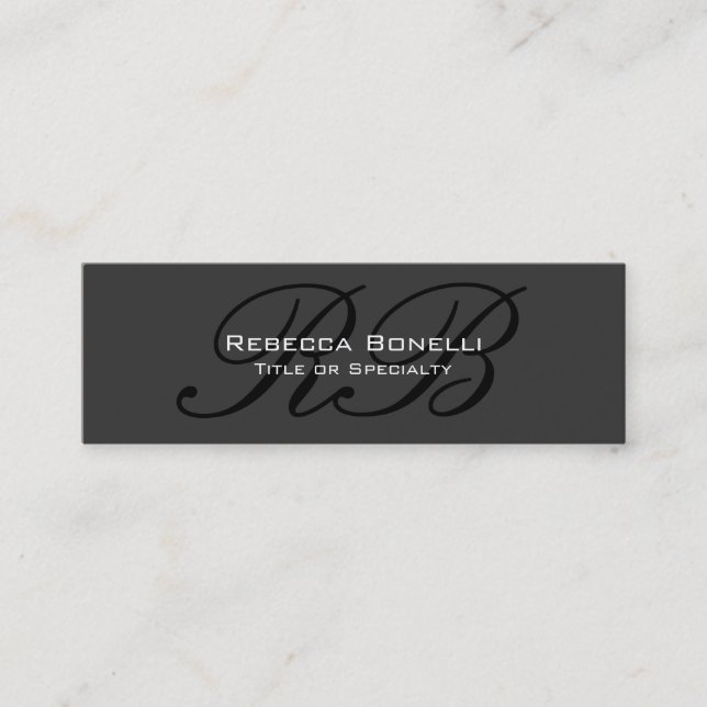Skinny Grey Schwarz-weiß Monogram Business Card Mini Visitenkarte (Vorderseite)