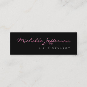Skinny Hair Stylist Script Grau Pink Business Card Mini Visitenkarte