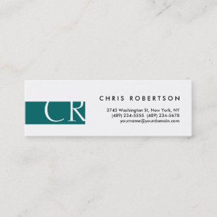 Skinny Monogram Schwarz-weiß Blue Business Card Mini Visitenkarte