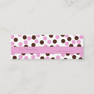 Skinny Pink und Brown Polka Dot Business Card Mini Visitenkarte