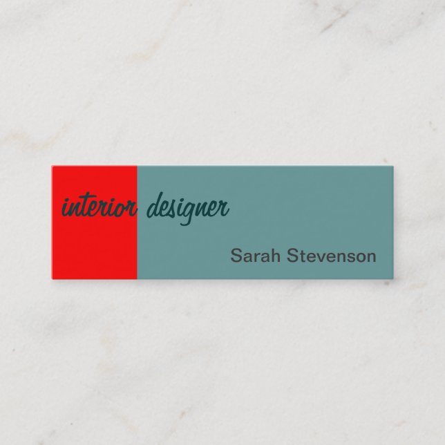 Skinny Red Blue Designer Business Card Mini Visitenkarte (Vorderseite)