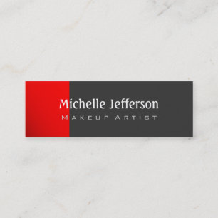 Skinny Red Dark Gray Trendy Business Card Mini Visitenkarte
