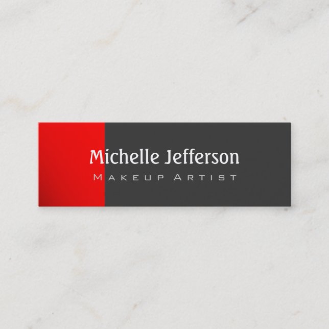 Skinny Red Dark Gray Trendy Business Card Mini Visitenkarte (Vorderseite)