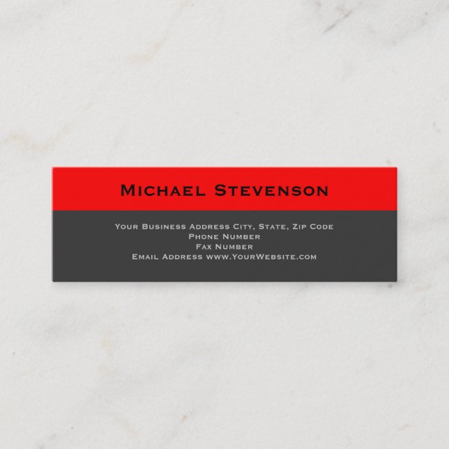 Skinny Red Gray Consultant Business Card Mini Visitenkarte (Vorderseite)