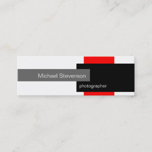 Skinny Red Gray White Black Business Card Mini Visitenkarte