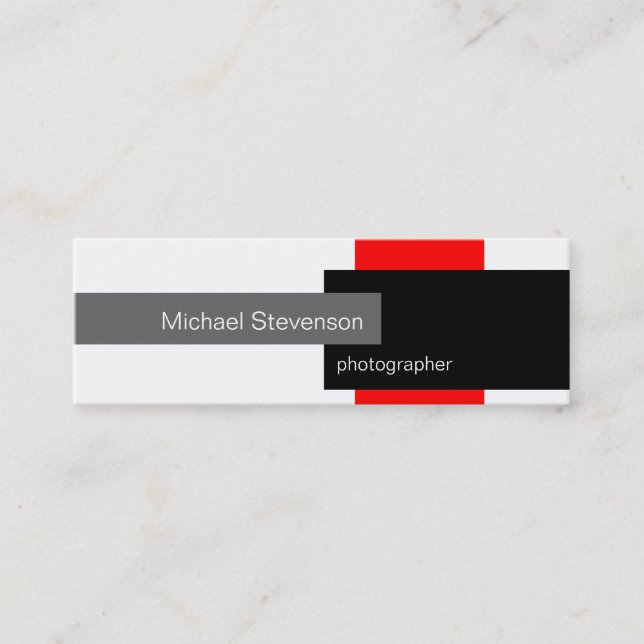 Skinny Red Gray White Black Business Card Mini Visitenkarte (Vorderseite)