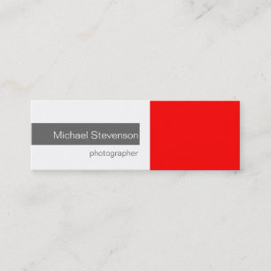 Skinny Red Gray White Fotografy Business Card Mini Visitenkarte