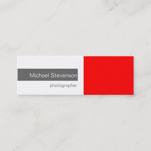 Skinny Red Gray White Fotografy Business Card Mini Visitenkarte (Vorderseite)