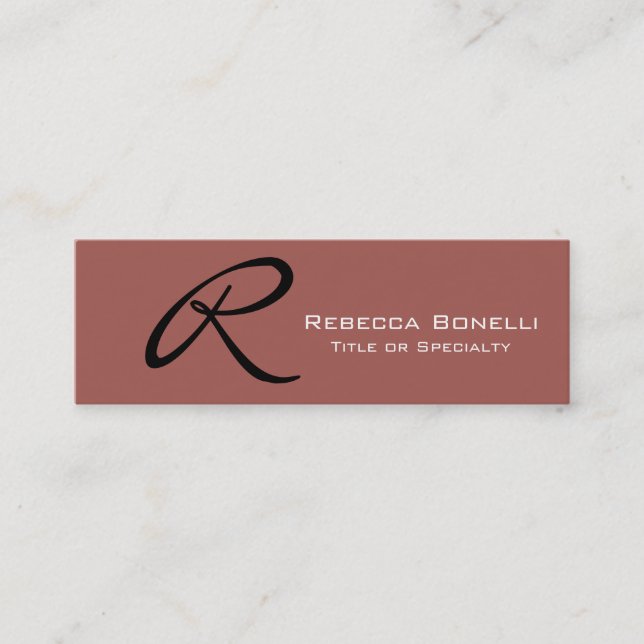 Skinny Redwood Monogram Consultant Business Card Mini Visitenkarte (Vorderseite)