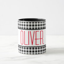 Skinny Schriftart Name Buffalo Karo 11oz Combo Kaf