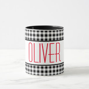 Skinny Schriftart Name Buffalo Karo 11oz Combo Kaf Tasse