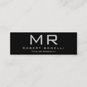 Skinny Schwarz-weiß Gray Monogram Business Card Mini Visitenkarte