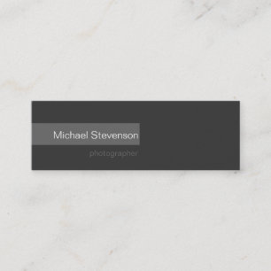 Skinny Simple Schlicht Gray Fotogray Business Card Mini Visitenkarte