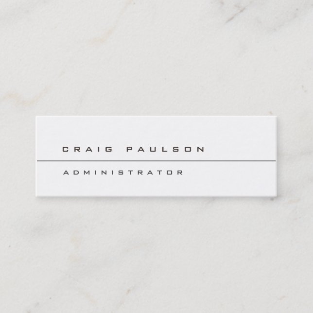 Skinny Simple Schlichte White Business Card Mini Visitenkarte (Vorderseite)