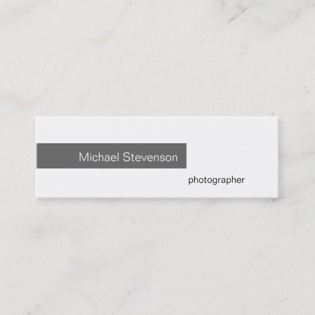 Skinny Slim Gray White Black Business Card Mini Visitenkarte (Vorderseite)