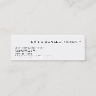 Skinny Slim White Trendy Modern Business Card Mini Visitenkarte